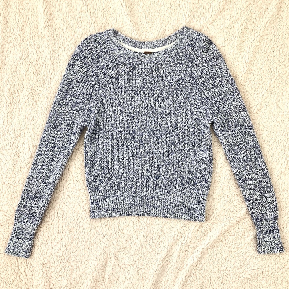 Free People Blue and White Comfy Sweater